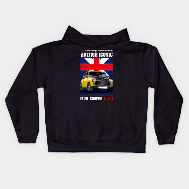 Iconic Cooper British Car Kids Hoodie by milatees